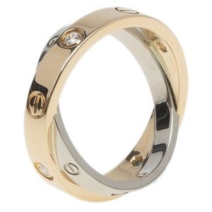 Cartier Love 6 Diamonds Rose + White Gold Ring 50